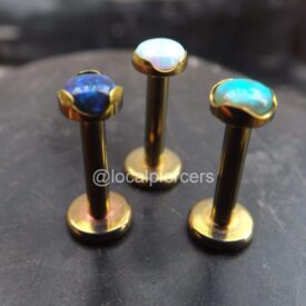 Titanium Rose Gold Opal Stud