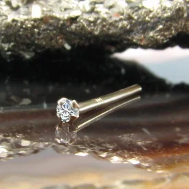 14k Solid Yellow Gold Straight Nose Stud - Body Jewelry