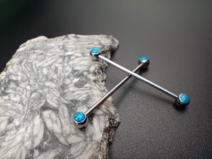 Blue Opal Industrial Barbell