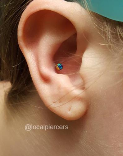 Rose Gold Titanium Opal Stud